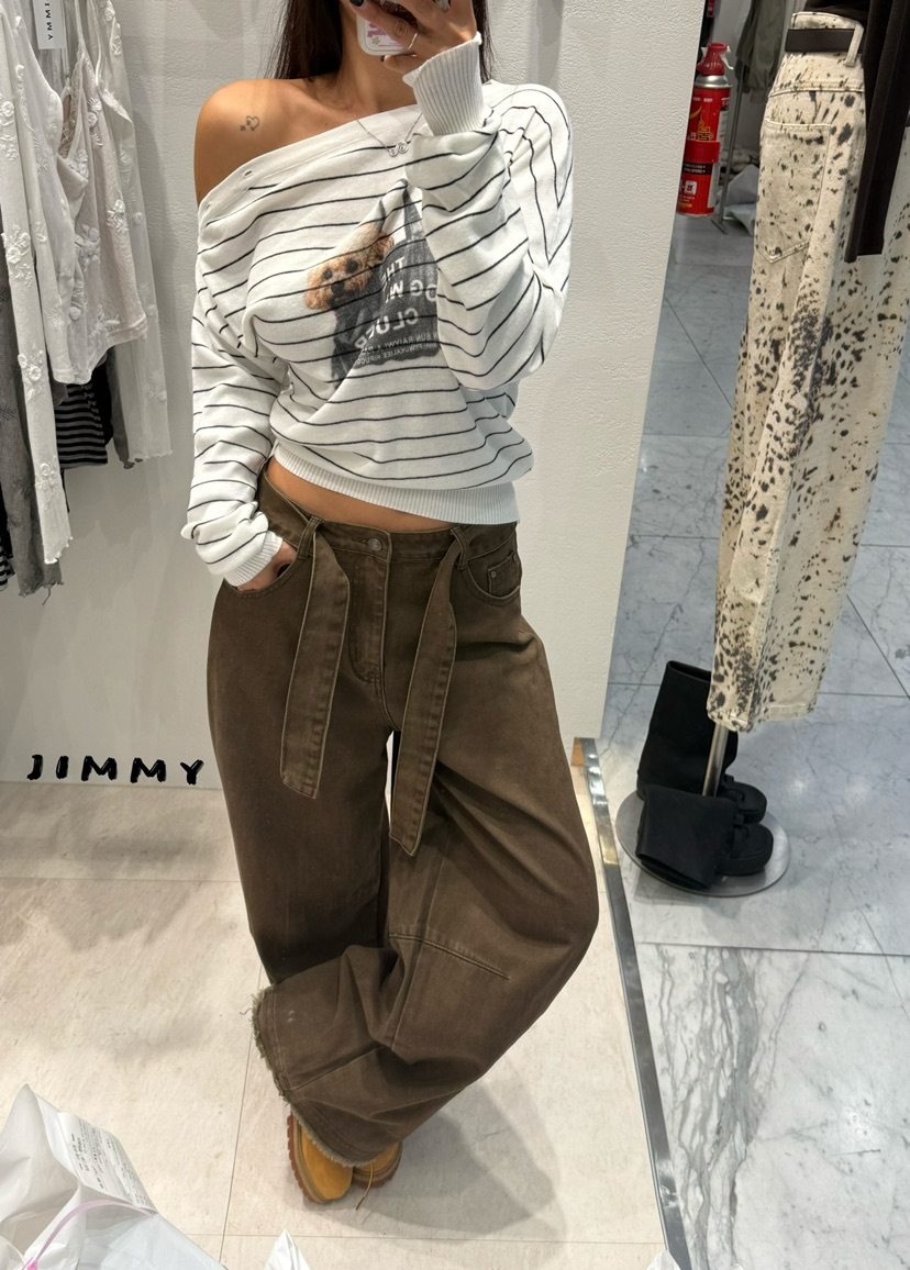 JIMMY東大門實拍女士新款人氣真品休閑時尚推薦休閑褲腰帶JIMMY/REMAKE休閑褲
