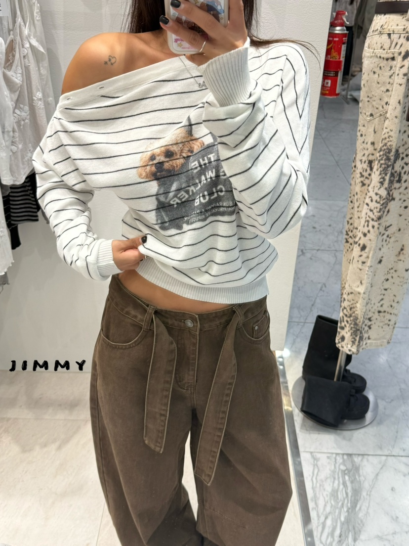 JIMMY韓國代購女士新品人氣熱賣真品休閑時尚推薦針織衫JIMMY/REMAKE針織衫