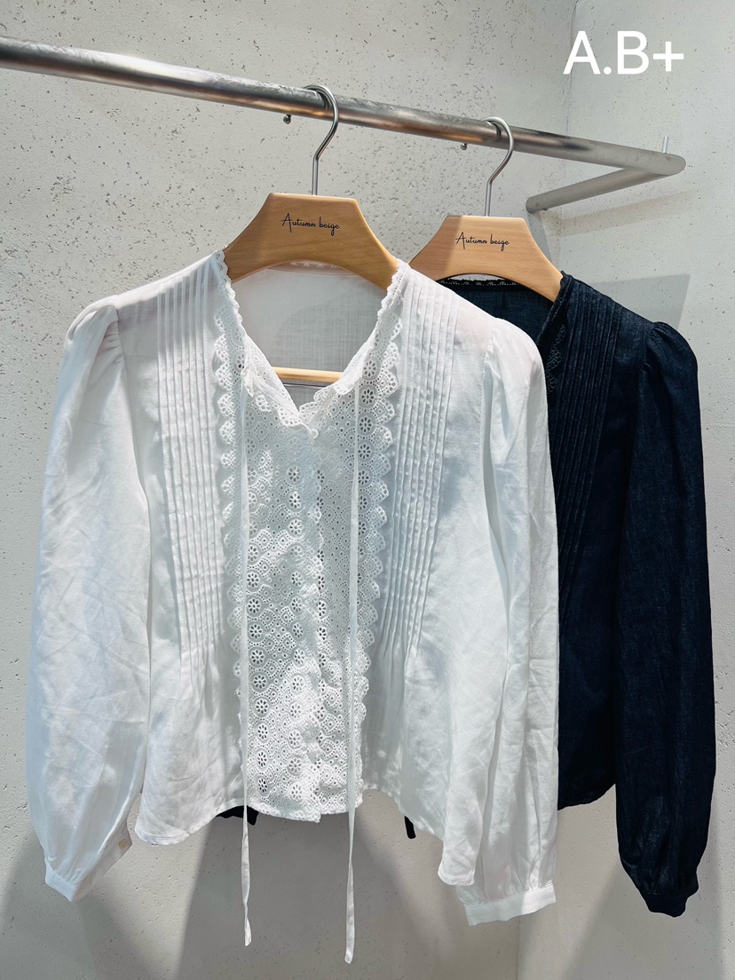 AUTUMN BEIGE韓國代購女士新品人氣真品休閑時尚襯衫蕾絲衫A.b+/AUTUMN BEIGE襯衫/蕾絲衫