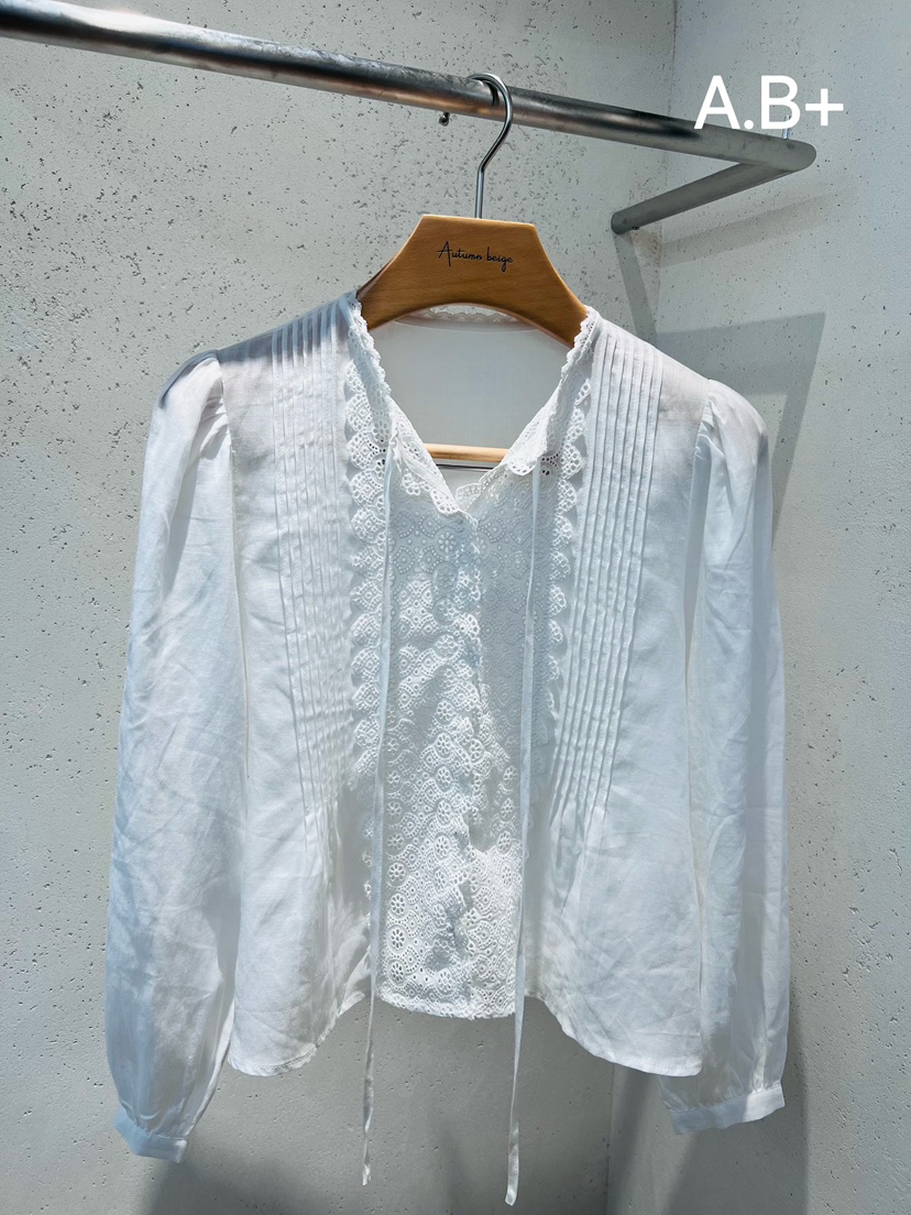 AUTUMN BEIGE韓國代購女士新品人氣真品休閑時尚襯衫蕾絲衫A.b+/AUTUMN BEIGE襯衫/蕾絲衫圖色1