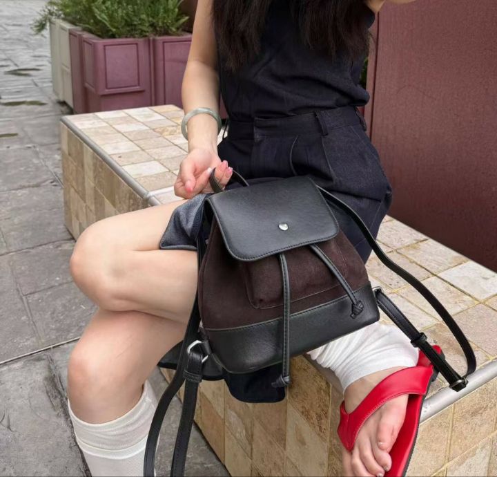 TROUVAILLE韓國直郵女裝新款休閑熱賣推薦時尚雙肩背包牛皮TROUVAILLE雙肩背包