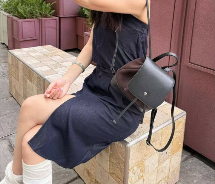 TROUVAILLE韓國直郵女裝新款休閑熱賣推薦時尚雙肩背包牛皮TROUVAILLE雙肩背包圖色1