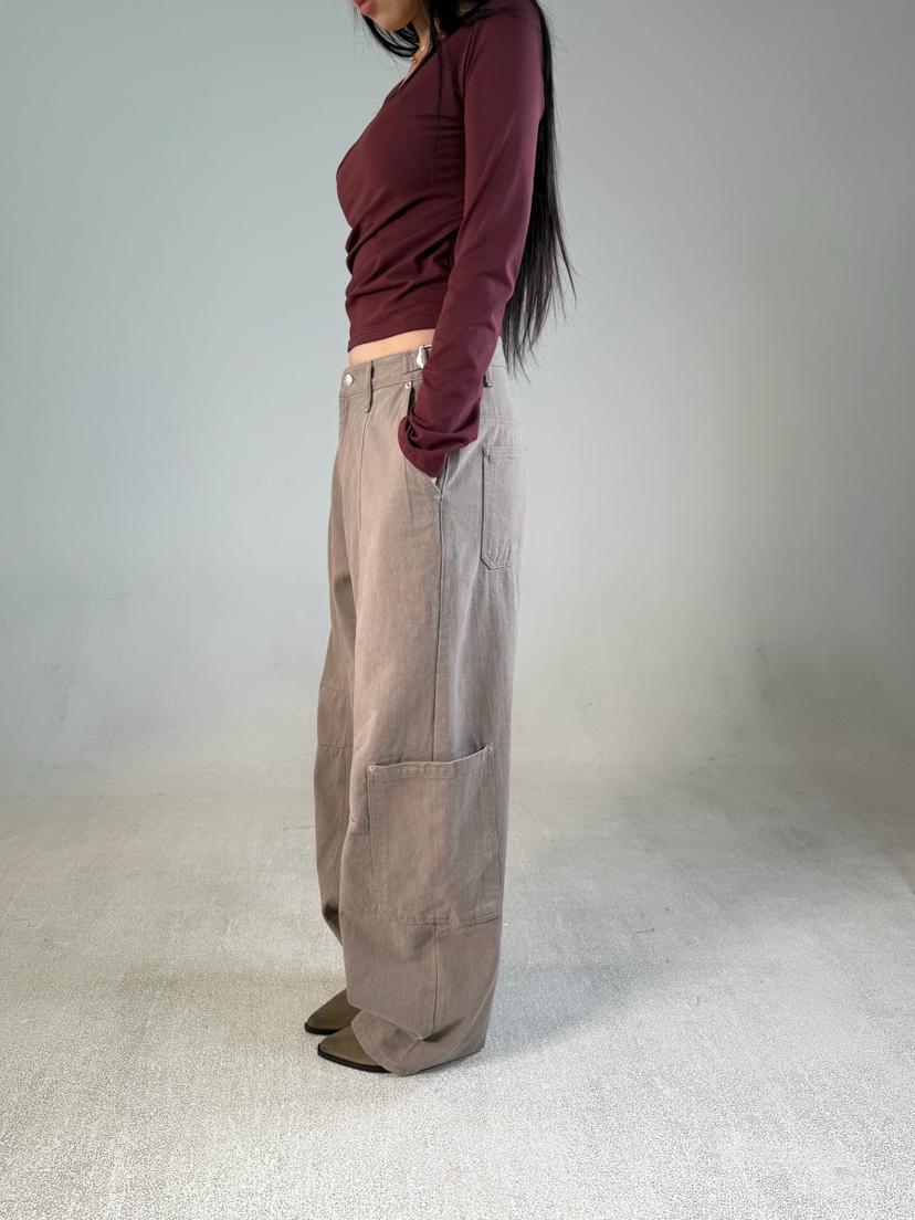 SHIRRING韓國代購女裝新款熱賣時尚人氣休閑推薦休閑褲口袋SHIRRING休閑褲