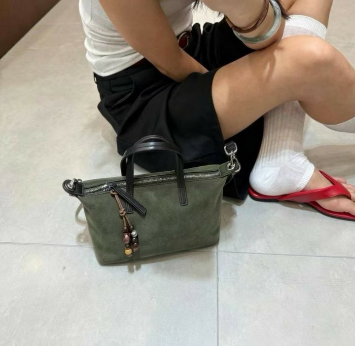 TROUVAILLE東大門實拍女裝新品休閑熱賣手提包絨面革牛皮TROUVAILLE手提包