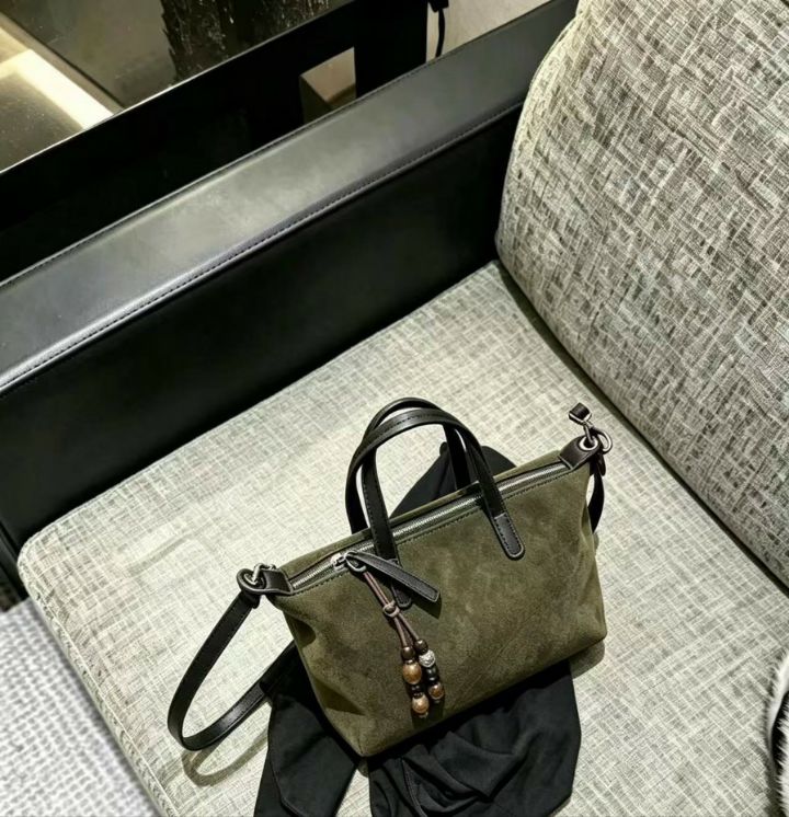 TROUVAILLE東大門實拍女裝新品休閑熱賣手提包絨面革牛皮TROUVAILLE手提包圖色1