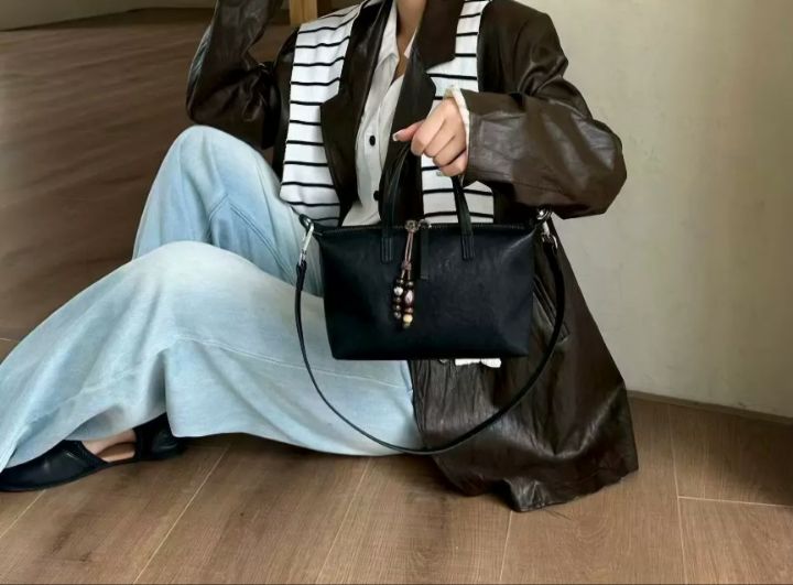 TROUVAILLE東大門代購女裝新款時尚休閑熱賣單肩斜跨包牛皮TROUVAILLE單肩/斜跨包圖色2