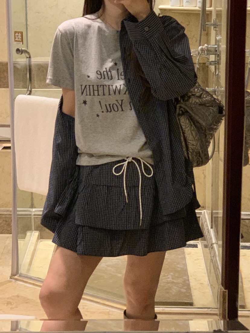 LA CREME韓國代購女士新款休閑人氣真品熱賣時尚短裙格子LA CREME短裙