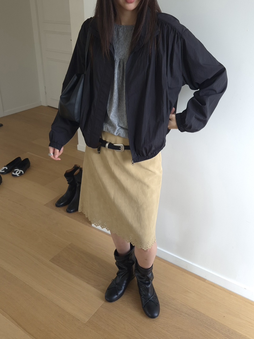 OUS/INCH-L韓國代購女裝新品人氣時尚半身裙中短裙皮革OUS/INCH半身裙/中短裙圖色2
