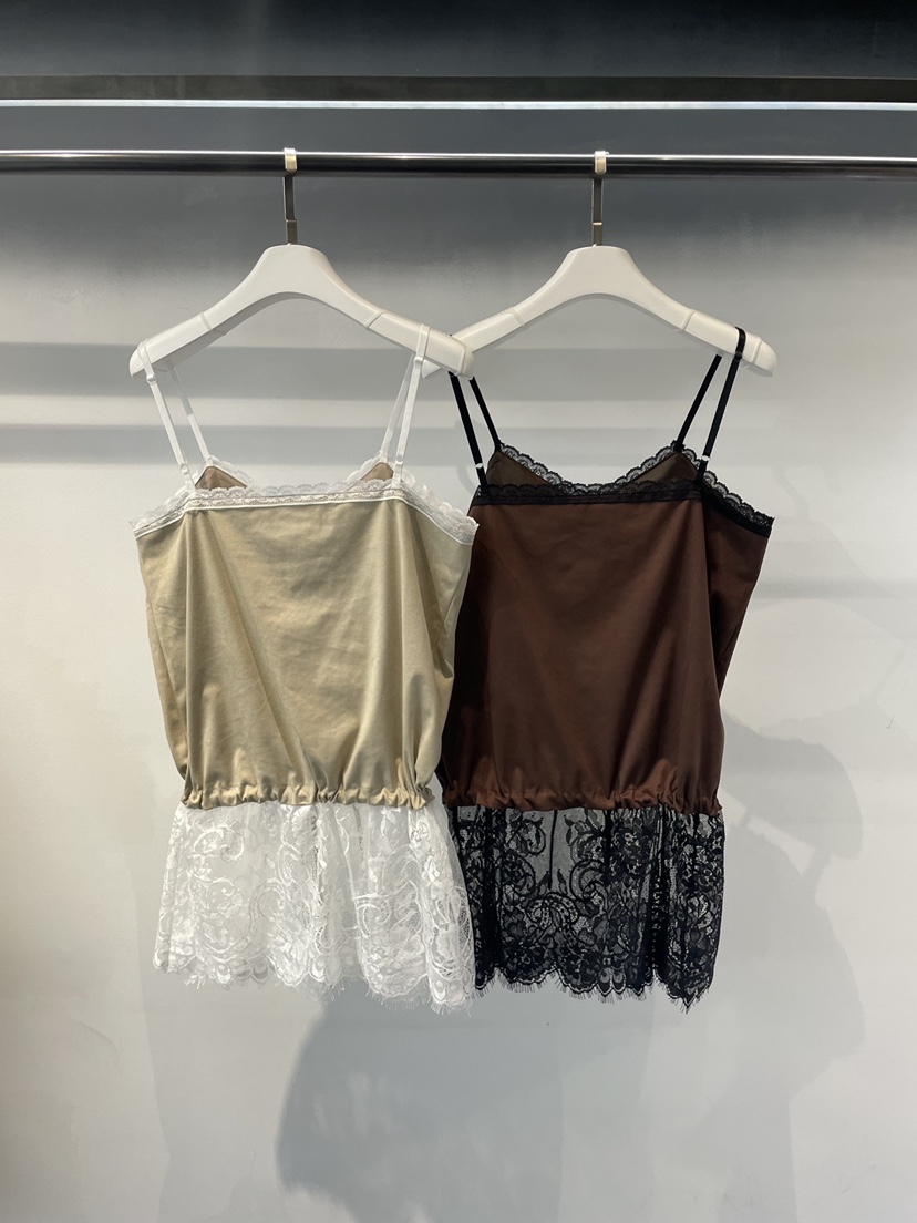 OUS/INCH-L韓國代購女裝新品熱賣時尚吊帶背心麂皮蕾絲OUS/INCH吊帶/背心