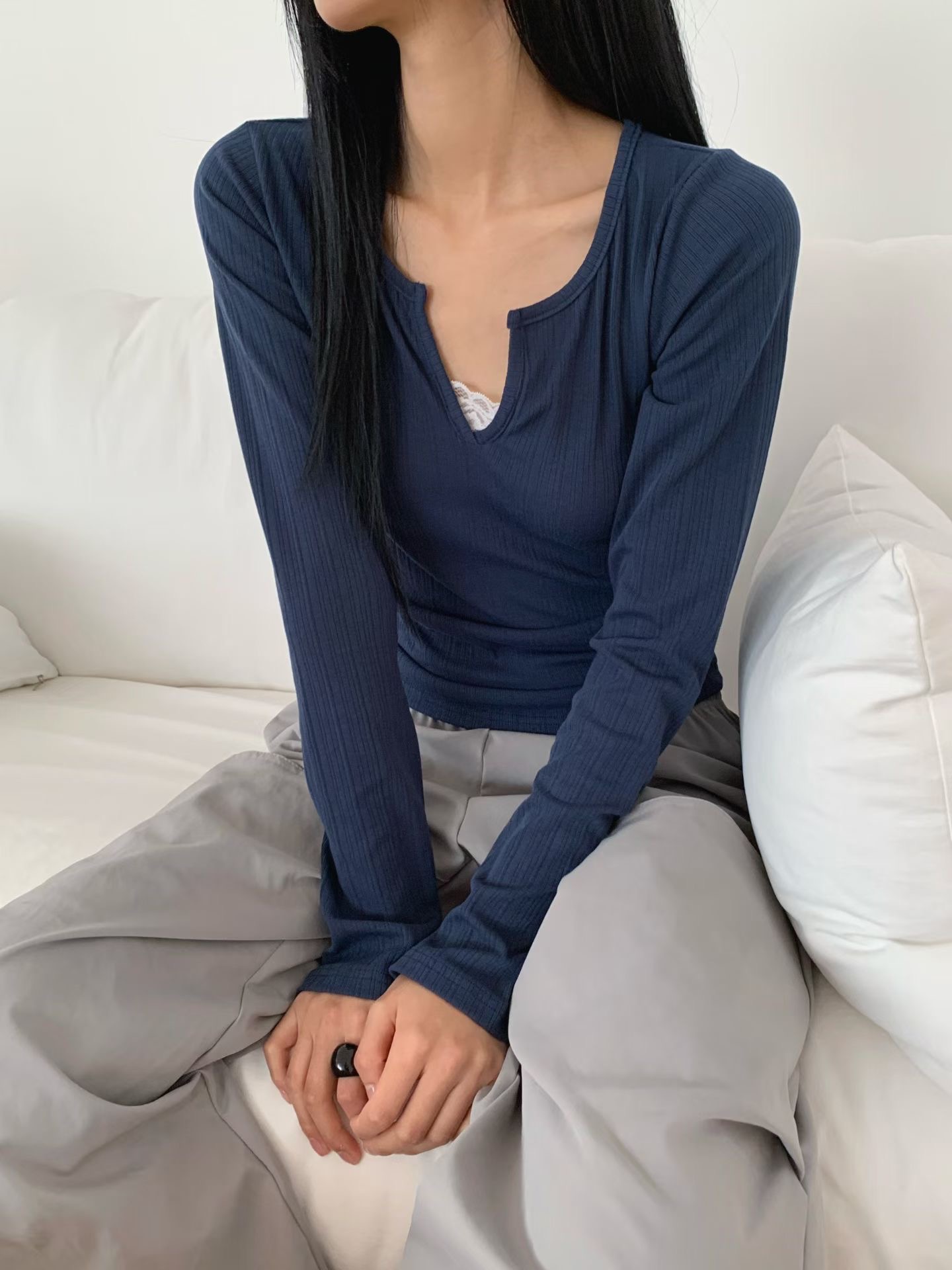 A.ME東大門實拍女裝新款真品熱賣職業時尚人氣推薦長袖T恤A.ME長袖T恤