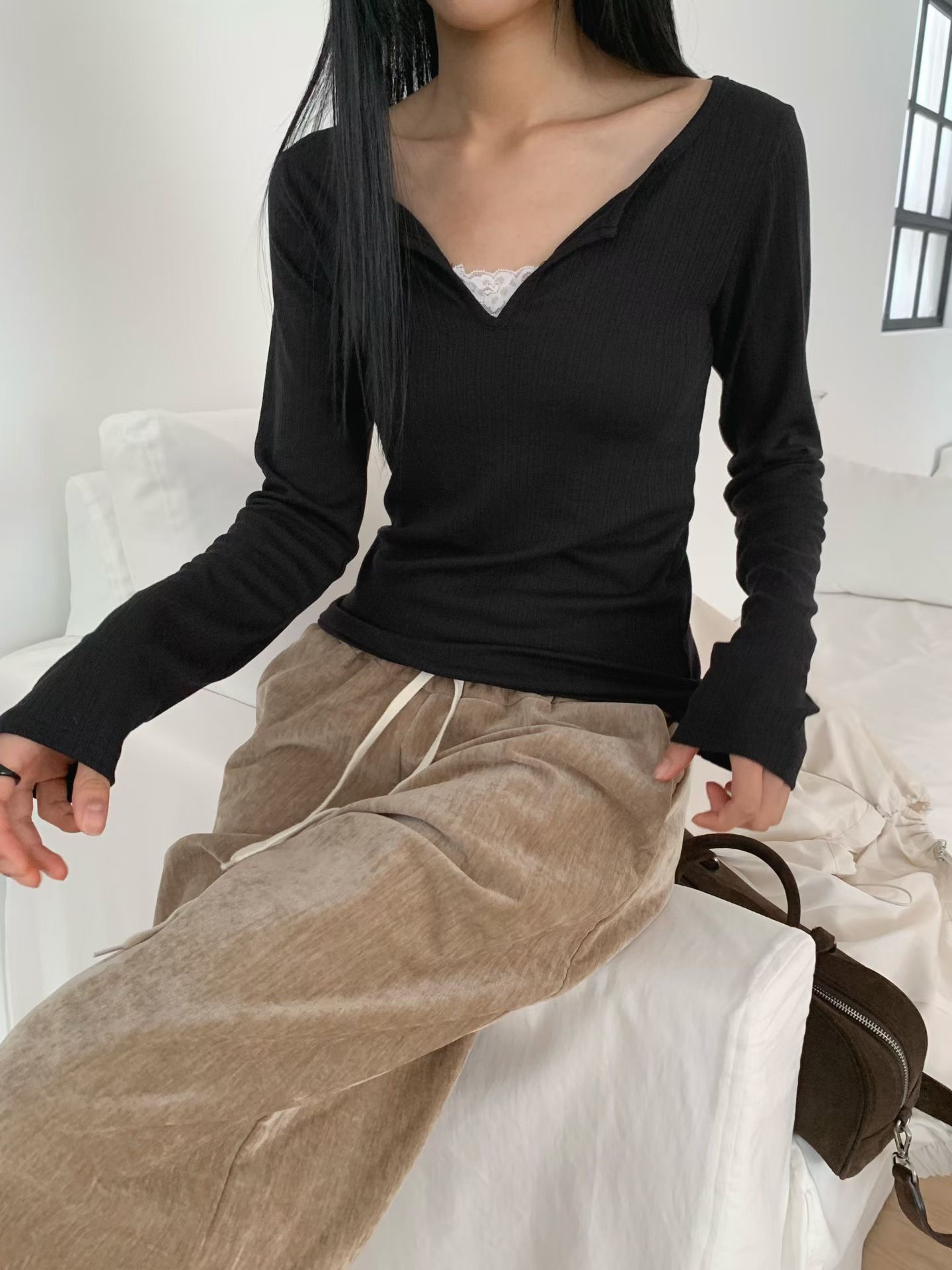 A.ME東大門實拍女裝新款真品熱賣職業時尚人氣推薦長袖T恤A.ME長袖T恤