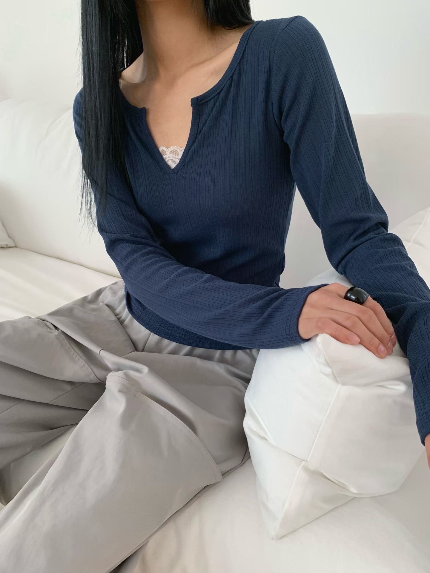 A.ME東大門實拍女裝新款真品熱賣職業時尚人氣推薦長袖T恤A.ME長袖T恤圖色2