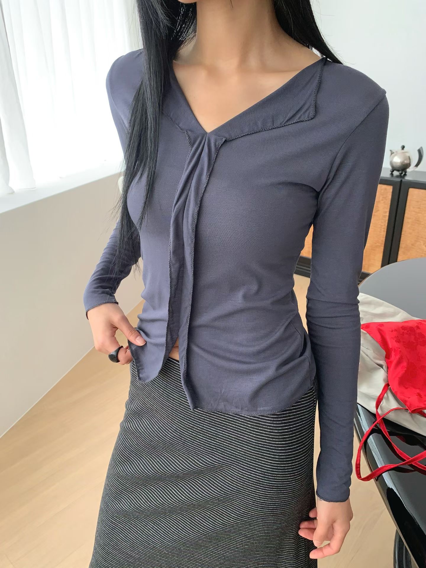 A.ME韓國代購女裝新款真品職業時尚休閑熱賣人氣長袖T恤A.ME長袖T恤圖色2