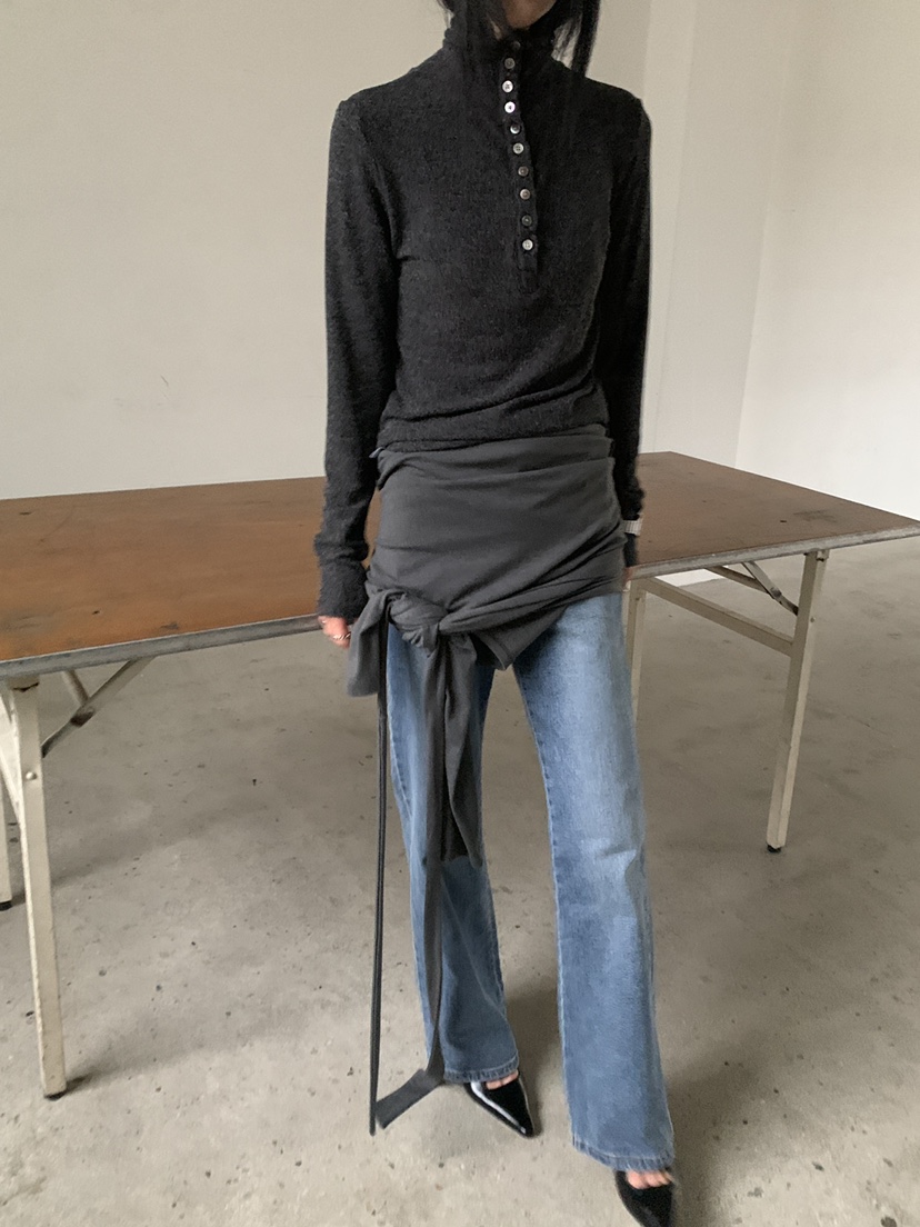 MOVENNE韓國直郵女士新品休閑熱賣推薦時尚真品長袖T恤紐扣MOVENNE長袖T恤