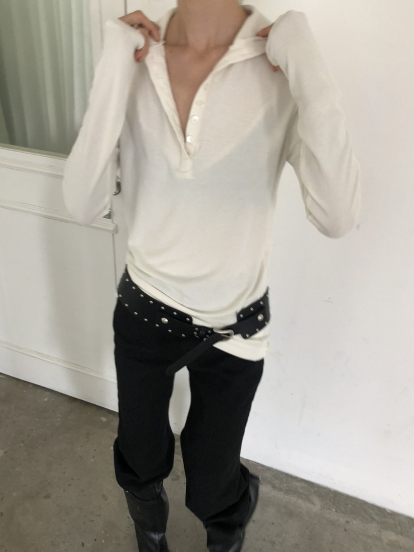 MOVENNE韓國直郵女士新品休閑熱賣推薦時尚真品長袖T恤紐扣MOVENNE長袖T恤