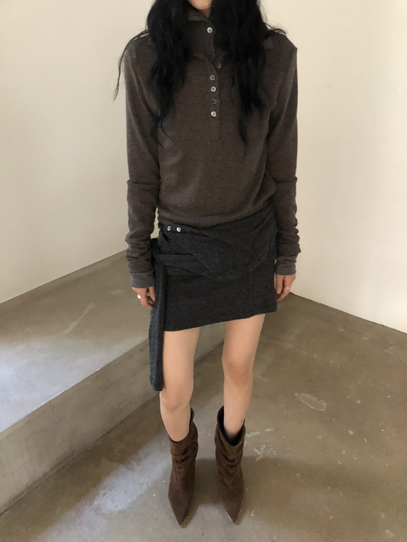 MOVENNE韓國直郵女士新品休閑熱賣推薦時尚真品長袖T恤紐扣MOVENNE長袖T恤