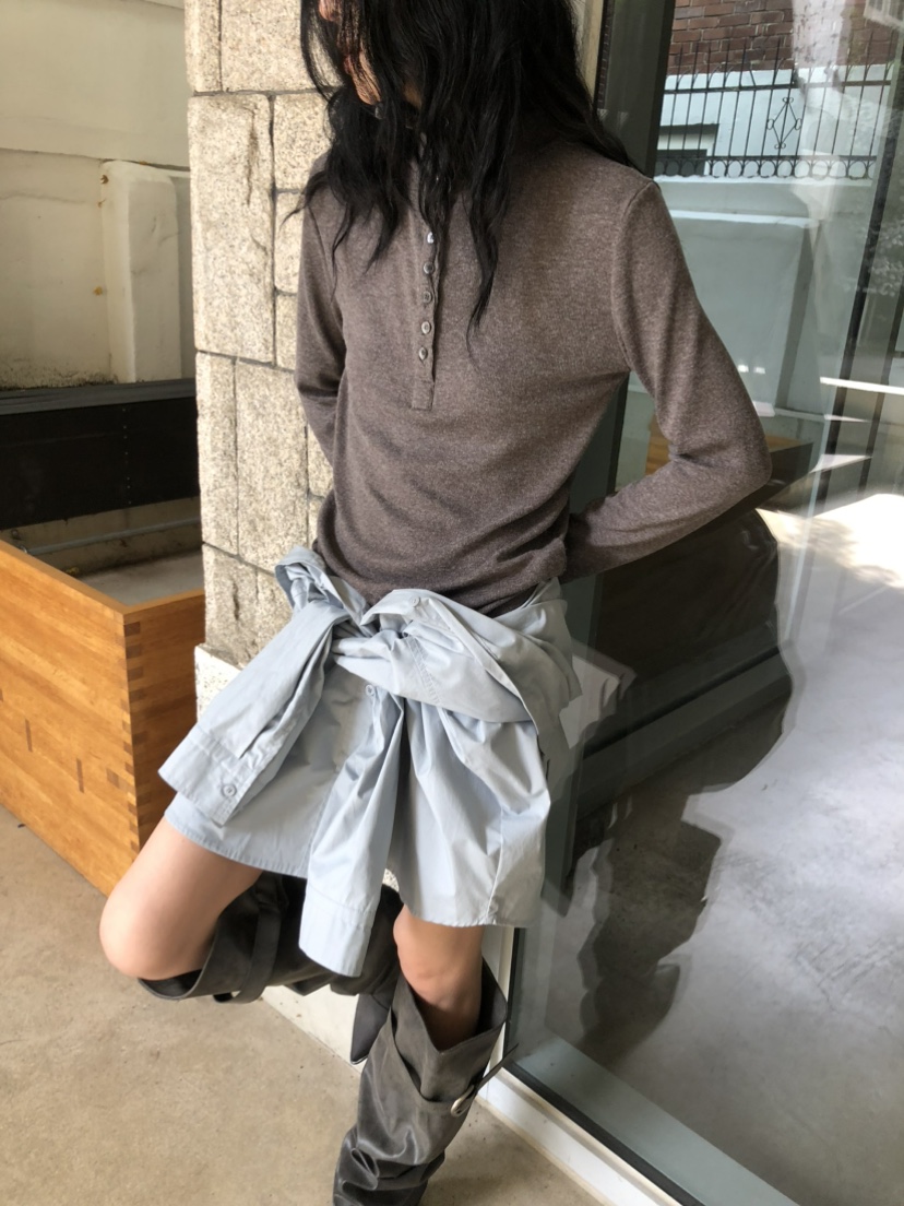 MOVENNE韓國直郵女士新品休閑熱賣推薦時尚真品長袖T恤紐扣MOVENNE長袖T恤
