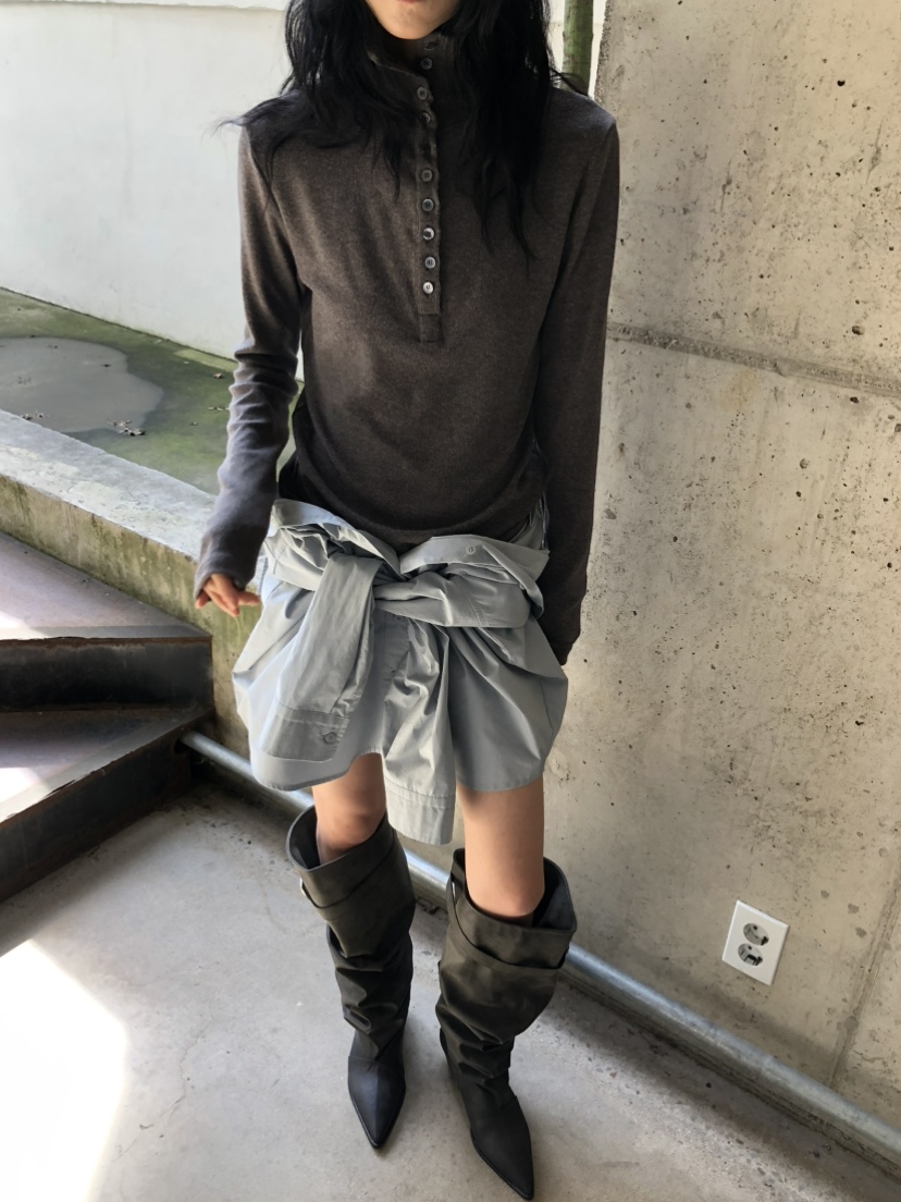 MOVENNE韓國直郵女士新品休閑熱賣推薦時尚真品長袖T恤紐扣MOVENNE長袖T恤