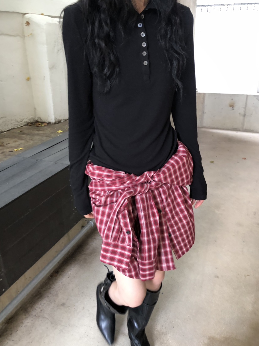 MOVENNE韓國直郵女士新品休閑熱賣推薦時尚真品長袖T恤紐扣MOVENNE長袖T恤