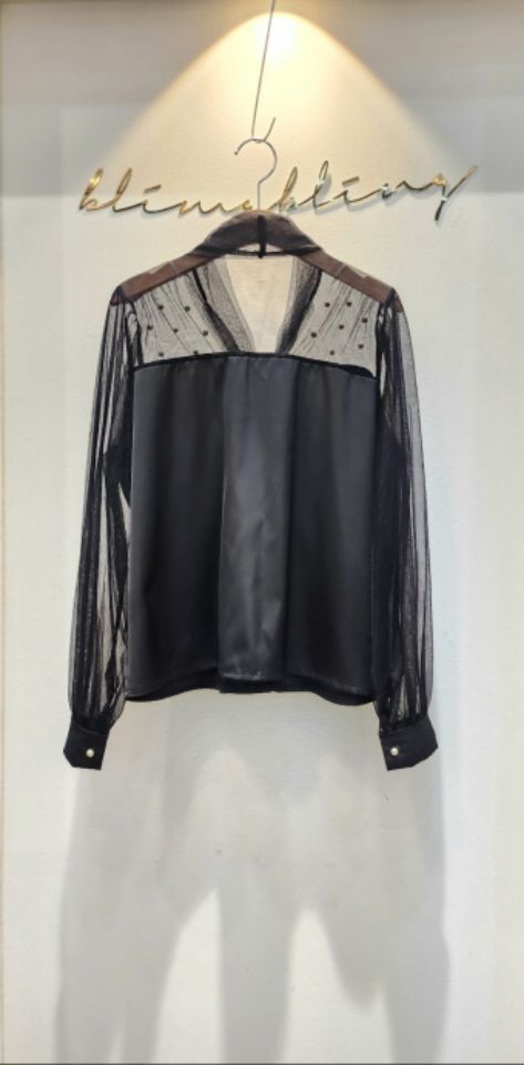 BLING BLING-S/RICO韓國代購女士新品熱賣襯衫蕾絲衫珍珠緞帶BLING BLING-S/RICO襯衫/蕾絲衫