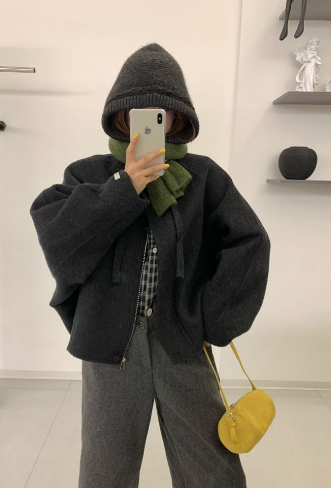 CRONG韓國代購女士新款人氣時尚休閑熱賣真品短款大衣羊毛CRONG短款大衣