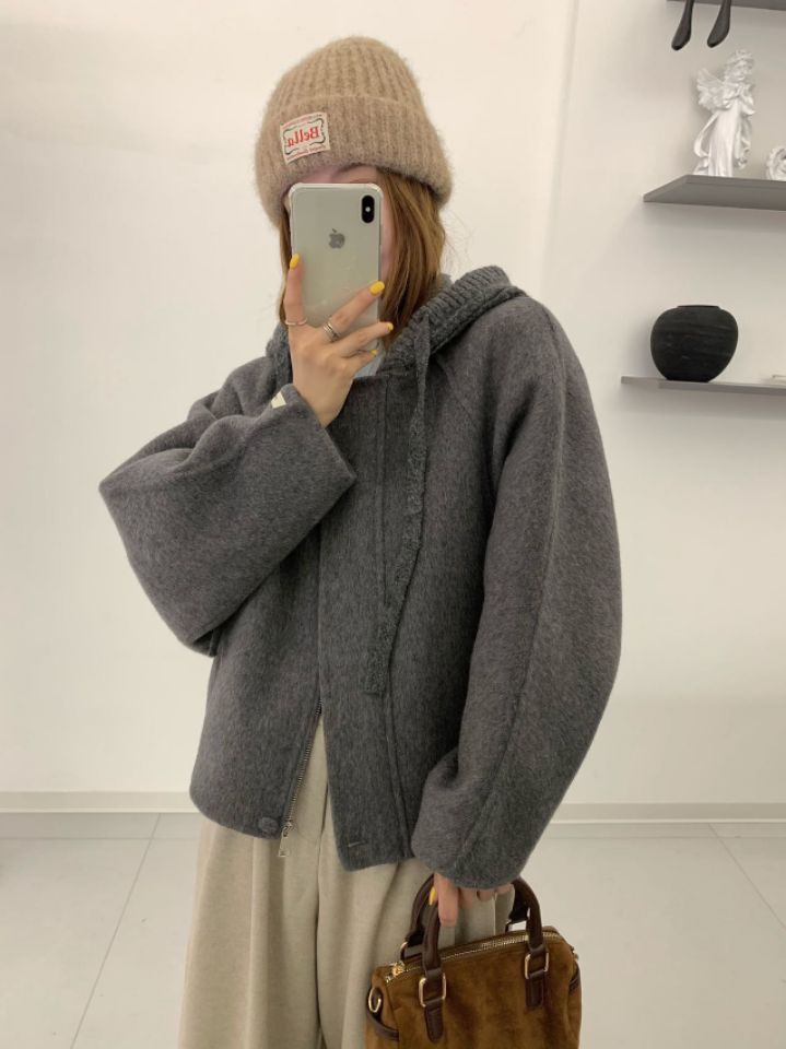 CRONG韓國代購女士新款人氣時尚休閑熱賣真品短款大衣羊毛CRONG短款大衣