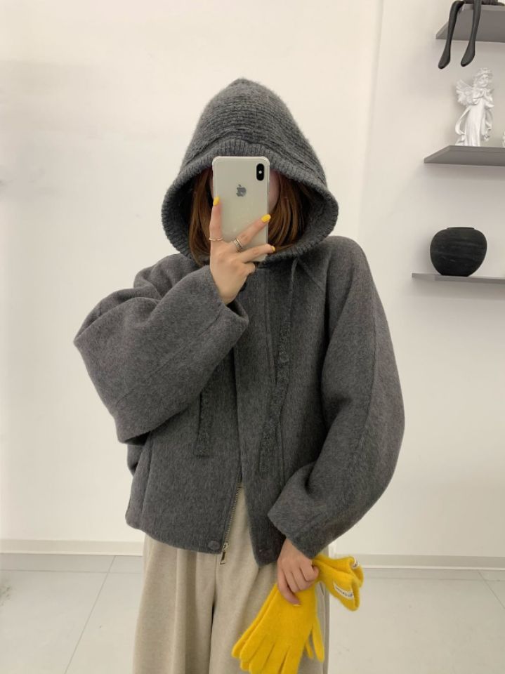 CRONG韓國代購女士新款人氣時尚休閑熱賣真品短款大衣羊毛CRONG短款大衣