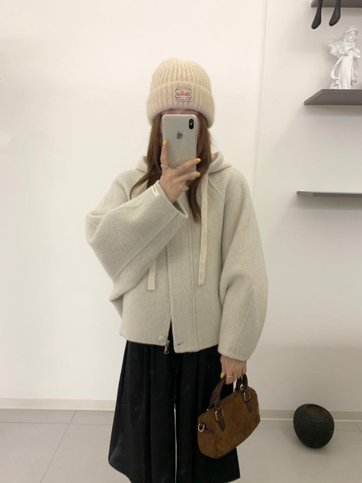 CRONG韓國代購女士新款人氣時尚休閑熱賣真品短款大衣羊毛CRONG短款大衣圖色2
