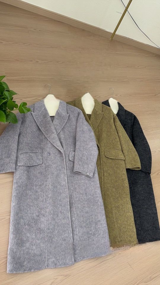 CRONG東大門直郵女裝新品休閑推薦時尚熱賣中長款大衣人字紋CRONG中長款大衣