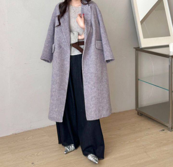 CRONG東大門直郵女裝新品休閑推薦時尚熱賣中長款大衣人字紋CRONG中長款大衣圖色1