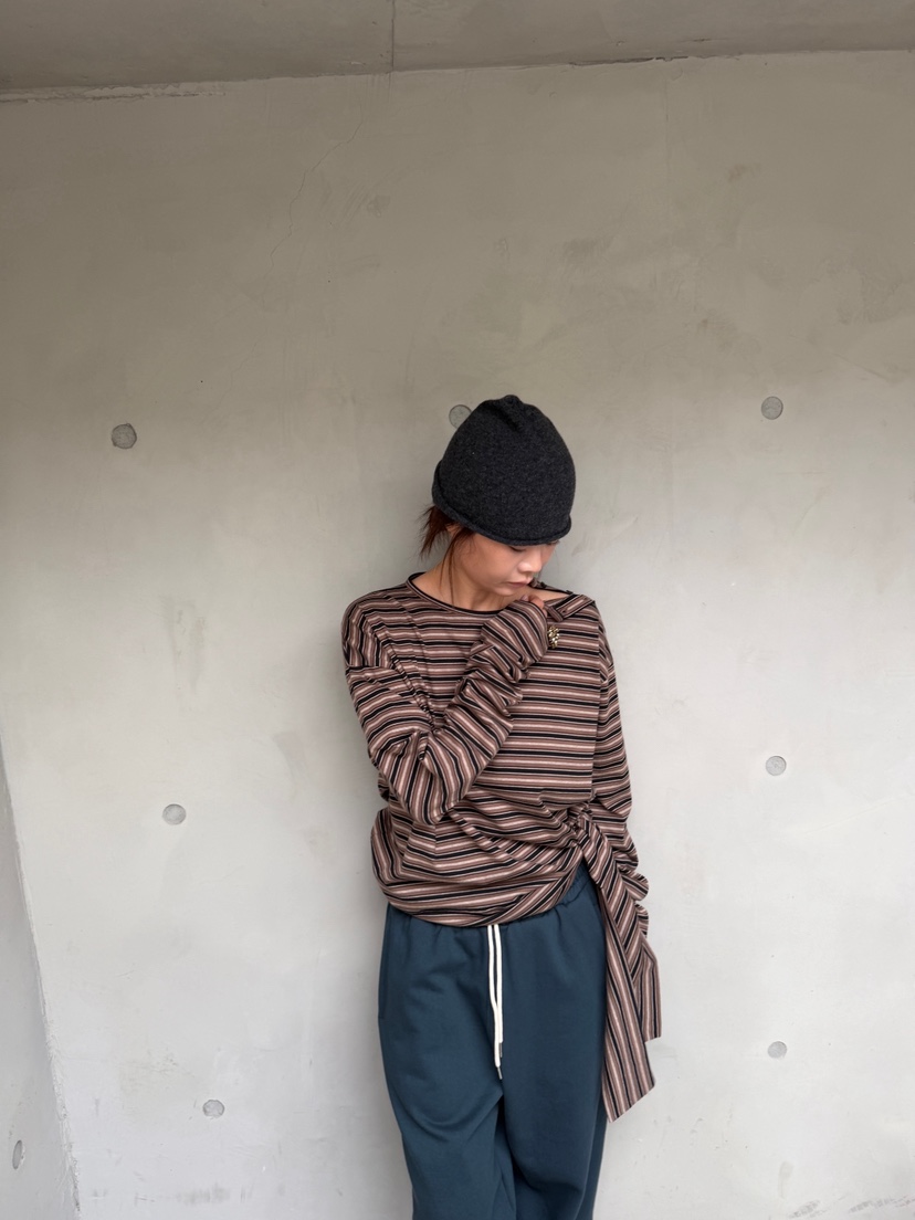 OLI EDIT韓國直郵女士新品休閑時尚推薦人氣長袖T恤條紋OLI EDIT長袖T恤