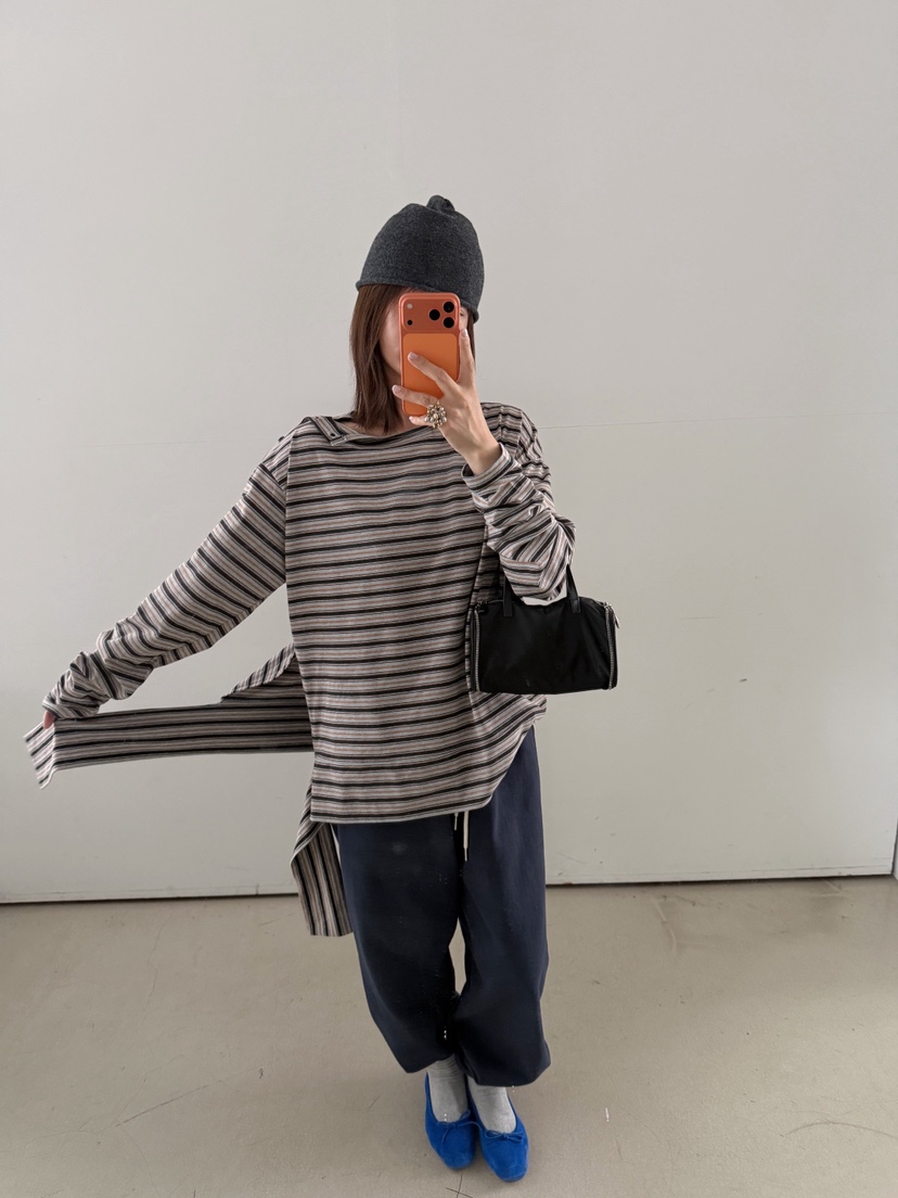 OLI EDIT韓國直郵女士新品休閑時尚推薦人氣長袖T恤條紋OLI EDIT長袖T恤