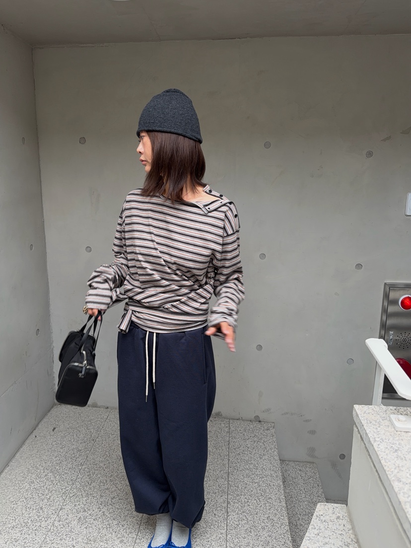 OLI EDIT韓國直郵女士新品休閑時尚推薦人氣長袖T恤條紋OLI EDIT長袖T恤
