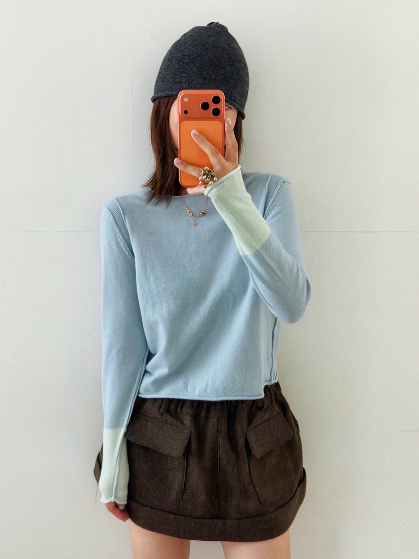 OLI EDIT東大門代購女士新品休閑真品推薦熱賣長袖T恤撞色OLI EDIT長袖T恤