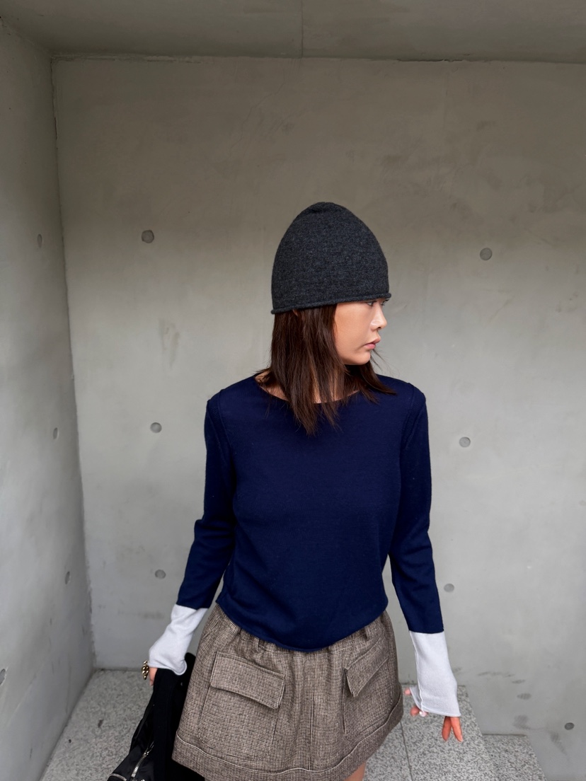 OLI EDIT東大門代購女士新品休閑真品推薦熱賣長袖T恤撞色OLI EDIT長袖T恤