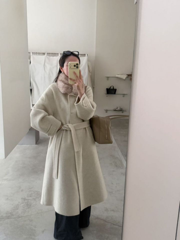 CRONG韓國直郵女士新品人氣休閑推薦時尚中長款大衣手工制作CRONG中長款大衣