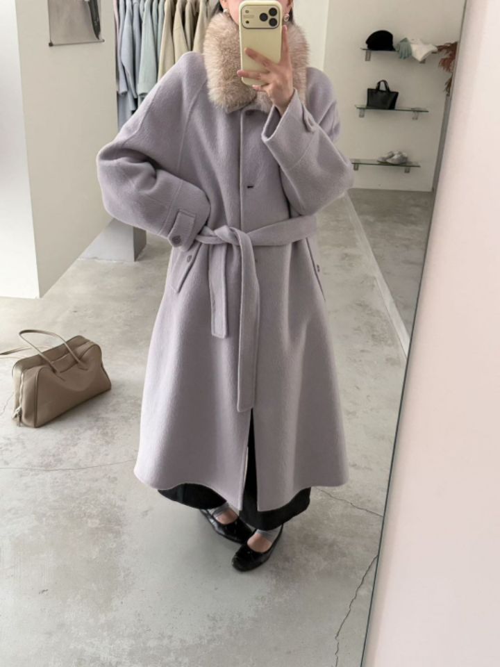 CRONG韓國直郵女士新品人氣休閑推薦時尚中長款大衣手工制作CRONG中長款大衣