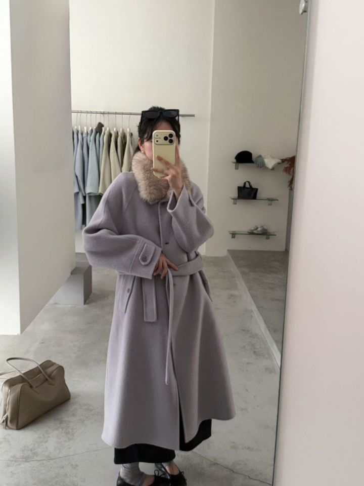CRONG韓國直郵女士新品人氣休閑推薦時尚中長款大衣手工制作CRONG中長款大衣