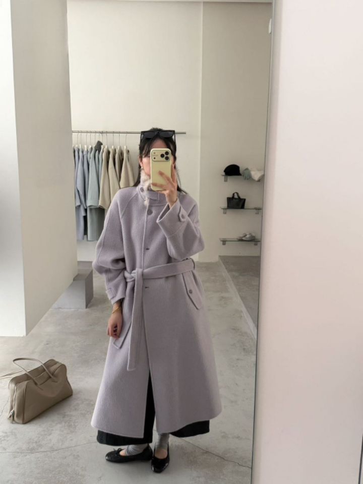 CRONG韓國直郵女士新品人氣休閑推薦時尚中長款大衣手工制作CRONG中長款大衣