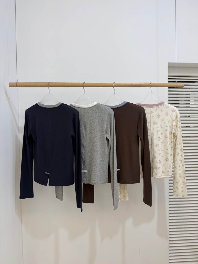 BY CHAPTER韓國代購女裝新品休閑真品熱賣推薦長袖T恤撞色BY Chapter長袖T恤