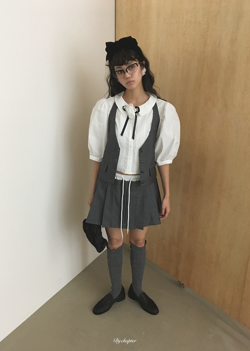 BY CHAPTER韓國代購女裝新款人氣時尚真品熱賣推薦短裙褶裥BY Chapter短裙