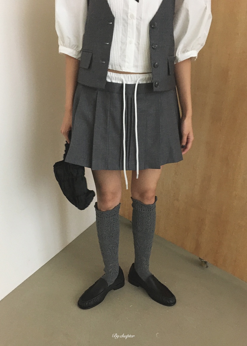 BY CHAPTER韓國代購女裝新款人氣時尚真品熱賣推薦短裙褶裥BY Chapter短裙