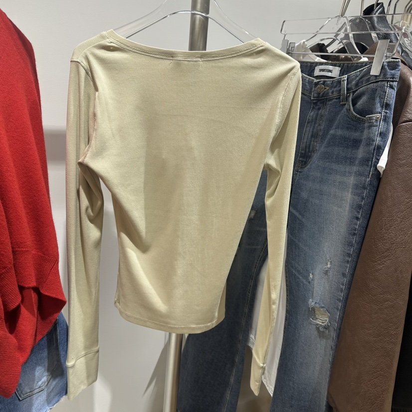 TOPDRESSING東大門直郵女裝新款休閑真品推薦長袖T恤紐扣TOPDRESSING長袖T恤