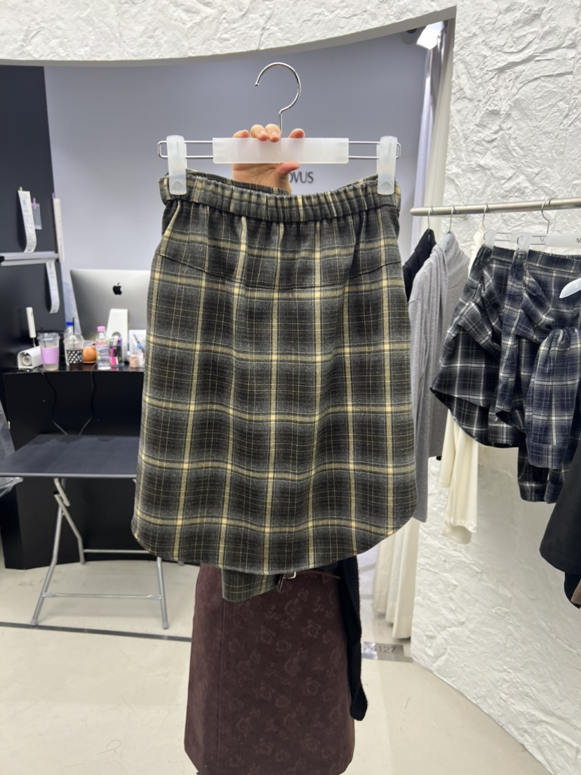 NOVUS東大門直郵女士新品真品時尚休閑半身裙中短裙系帶格子NOVUS半身裙/中短裙