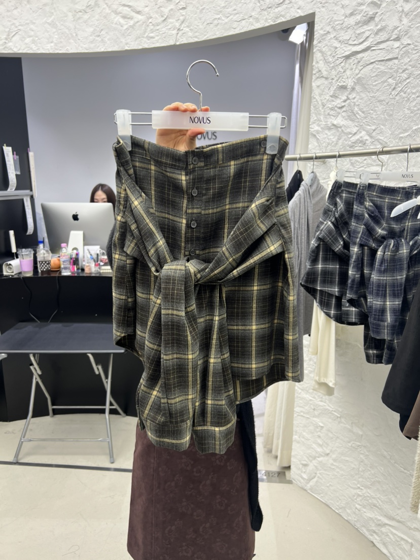 NOVUS東大門直郵女士新品真品時尚休閑半身裙中短裙系帶格子NOVUS半身裙/中短裙圖色1