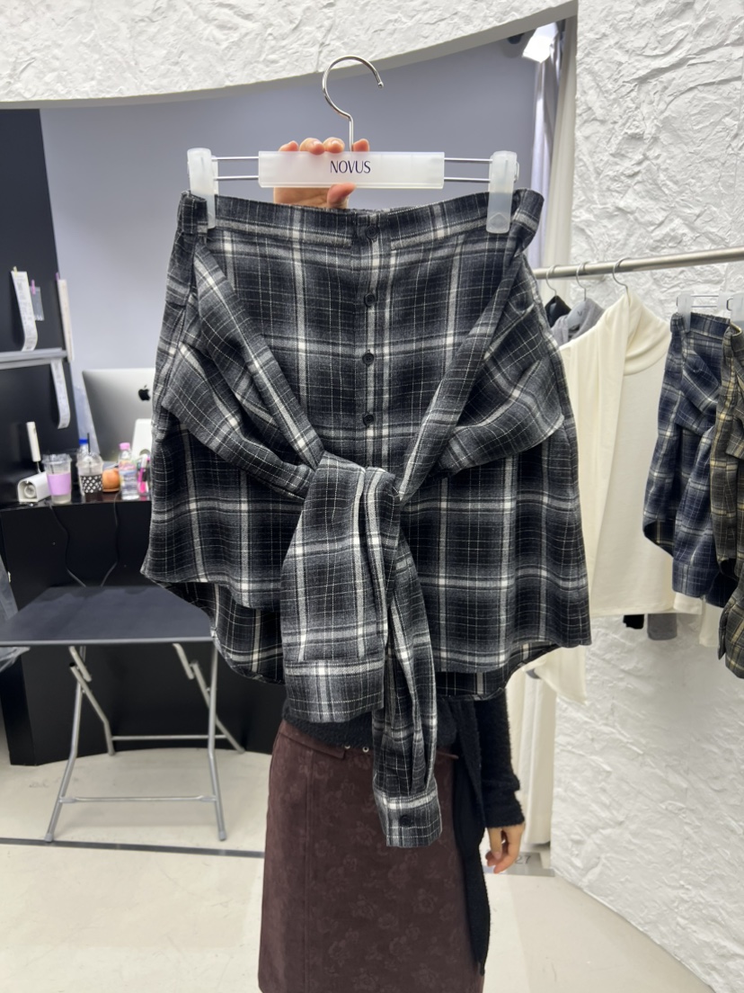 NOVUS東大門直郵女士新品真品時尚休閑半身裙中短裙系帶格子NOVUS半身裙/中短裙圖色3