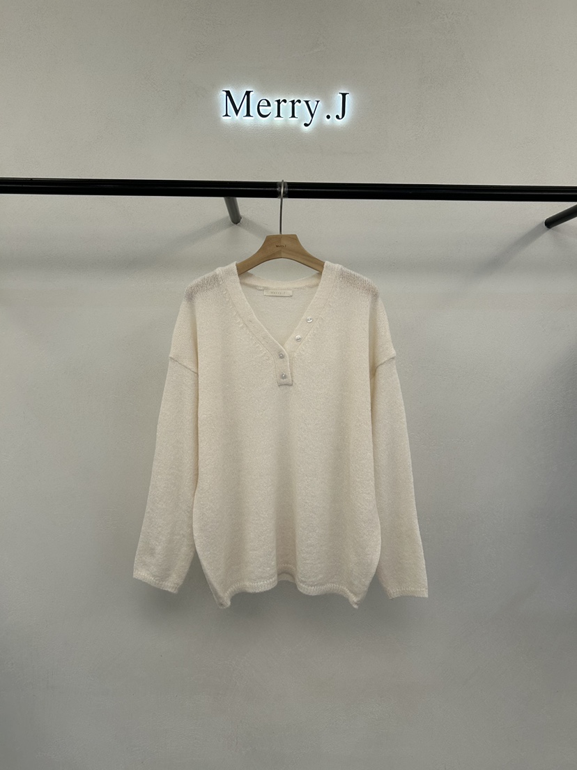 MERRY-J韓國代購女裝新款熱賣推薦真品休閑人氣針織衫紐扣MERRY-J針織衫圖色2