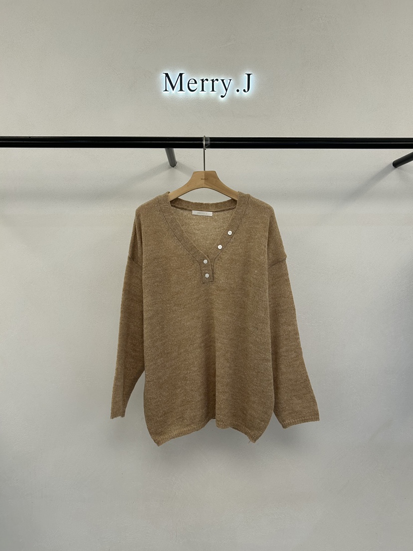MERRY-J韓國代購女裝新款熱賣推薦真品休閑人氣針織衫紐扣MERRY-J針織衫圖色3