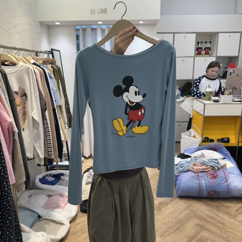 DE LINE東大門直郵女士新品時尚熱賣休閑人氣長袖T恤米奇DE LINE長袖T恤圖色2