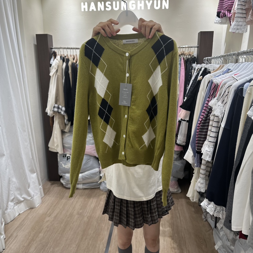HANSUNGHYUN東大門實拍女裝新品推薦人氣針織衫羊毛花紋開衫HANSUNGHYUN針織衫圖色2